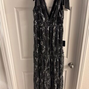 Lulu's Elegant Black and White Floral Maxi Dress